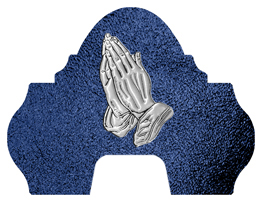DARAY-L-516-SL-SH-BL Silver Praying Hands Shimmer Blue